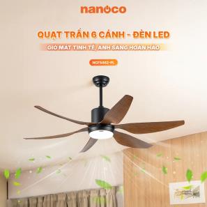 Quạt Trần Nanoco NCF5462-PL 6 Cánh Vân Gỗ 